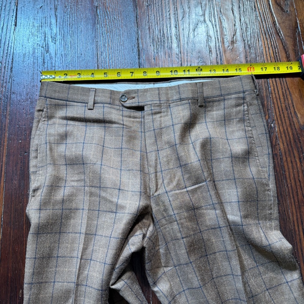 Vintage Burberry London Pants Mens 32x27 Beige Plaid Trousers MADE IN USA - Picture 4 of 12